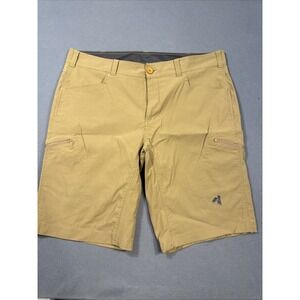 Eddie Bauer First Ascent Shorts Mens 40 TAN  12" Inseam Side Cargo Zip Pockets